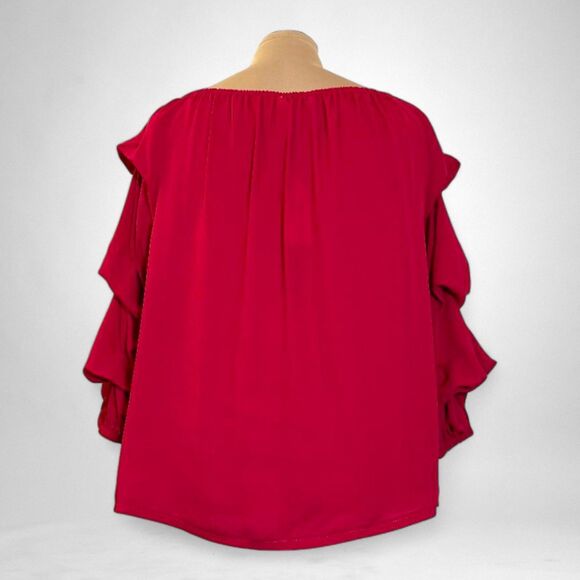 CATHERINE MALANDRINO Off Shoulder Tiered Sleeve Blouse, NWT! Size 1X - Picture 3 of 7